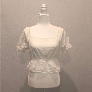 Shein White Peplum Top